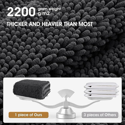 IM HOME Dog Door Mats for Muddy Paws, 30" X 20" Chenille Absorbent Doormat, Non Slip Heavy Dog Rugs for Muddy Paws, Soft Indoor Door Mat for Entryway, Mud Paw, Inside Floor, Dark Grey