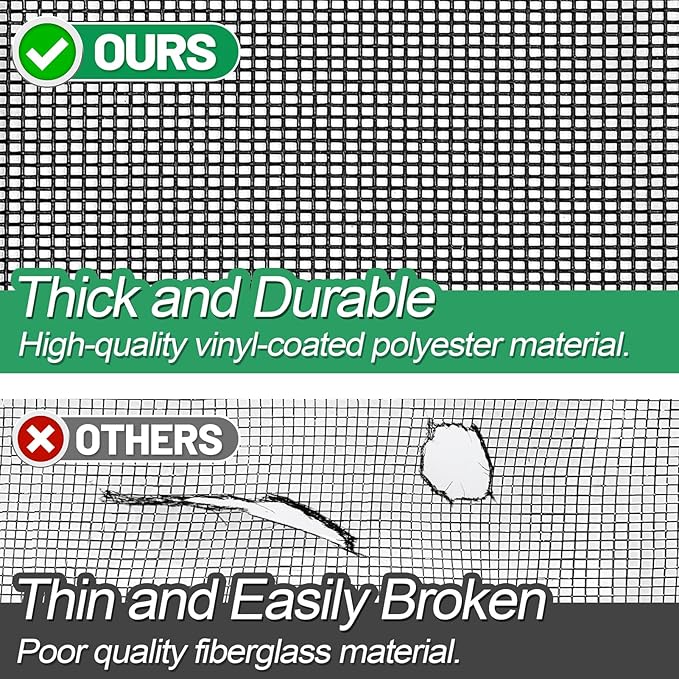 Pet Proof Door Window Screen Replacement - 39'' x 8.3' Thickened and Durable Vinyl Coated Polyester Pet Resistant Mesh, Cat Dog Protector Screen for Sliding Door Patio Porch