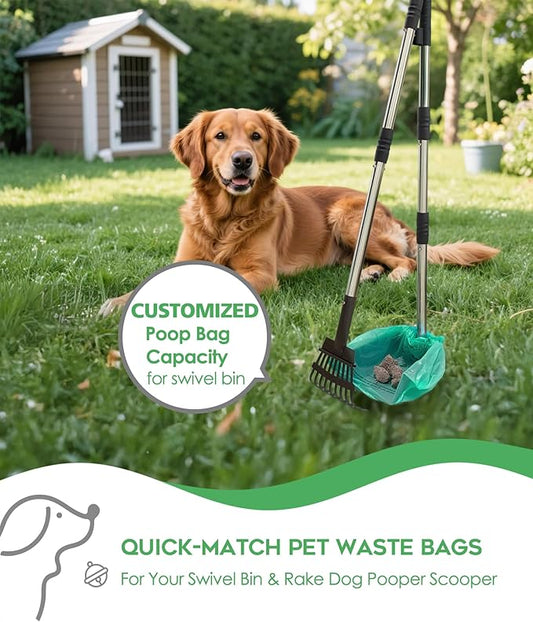 AYOTEE Extra Large Dog Poopper Scooper Bags, 95 Count Heavy Duty Compostable Dog Poop Bags with Handles, Poop bags for Dogs Biodegradable, Pet Waste Bags for Swivel Bin & Rake Pooper Scooper