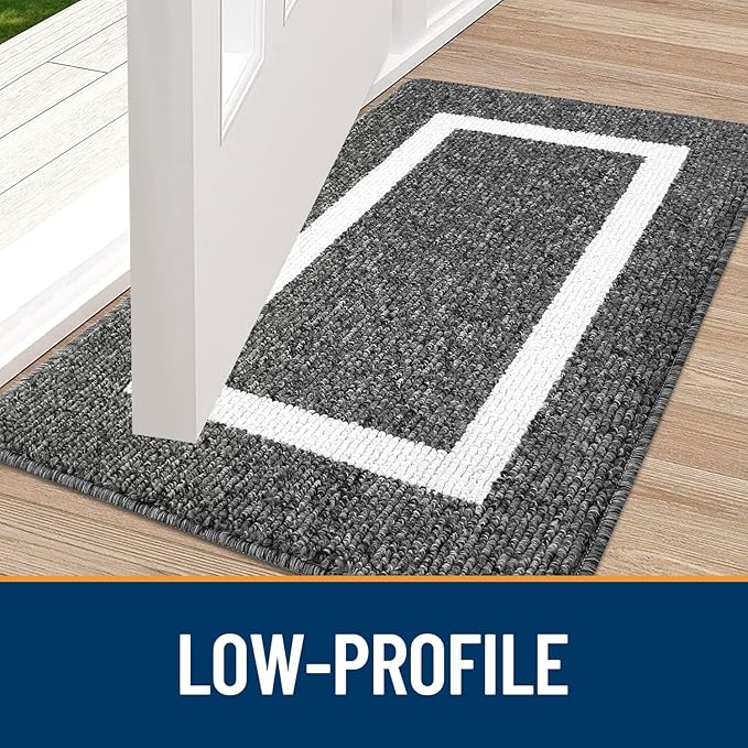 OLANLY Indoor Door Mat, 47x20, Non-Slip Absorbent Resist Dirt Entrance Mat, Washable Low-Profile Inside Entry Doormats for Entryway, Black