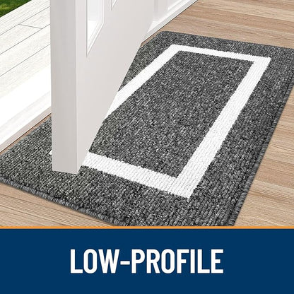 OLANLY Indoor Door Mat, 47x20, Non-Slip Absorbent Resist Dirt Entrance Mat, Washable Low-Profile Inside Entry Doormats for Entryway, Black