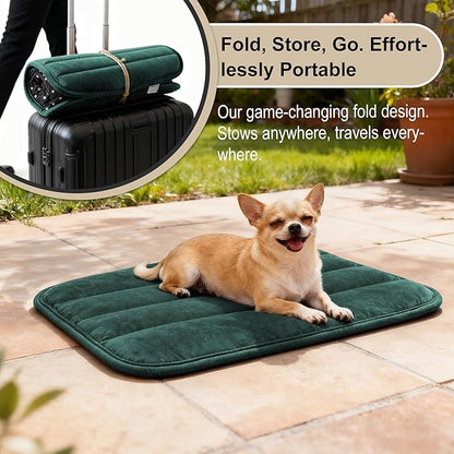 Dog Crate Pad, Ultra Soft & Anti-Slip Kennel Mat, Secure Fit for Metal Crates & Dog Cages, Washable Cozy Bed for Small Medium Large Dogs (Green, S(23"*14"*1.5"))