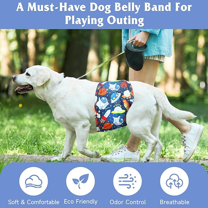 5 Pack Dog Diapers Male Reusable, Premium Belly Bands for Dogs, High Absorbing Male Dog Pee Wraps for Doggie in Incontinence or Excitable Urination and Training Cartoon XXL