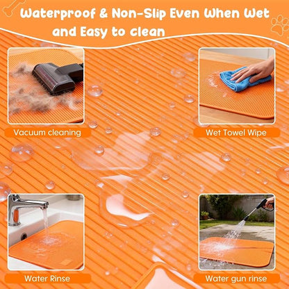 Dog Grooming Table Mat Pad Non Slip，Silicone Durable Premium Non-Slip Dog Bath Mat，Slip Mat - Bathing Mat for Pets，22.45inchX15.75inch (Orange)