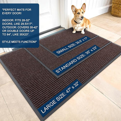 OLANLY Front Door Mat Indoor Outdoor Entrance, Waterproof Heavy Duty Doormat, Fade Resistant, Low Profile, Easy Clean Patio Porch Welcome Floor Mats for Entry, 71x23, Tan