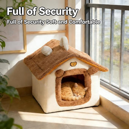 Indoor Cat House, Dog Tent for Indoor, Covered Dog Bed Pet House with Non-Slip Bottom, Indoor Cozy Cave for Kitten, Puppy & Small Pets