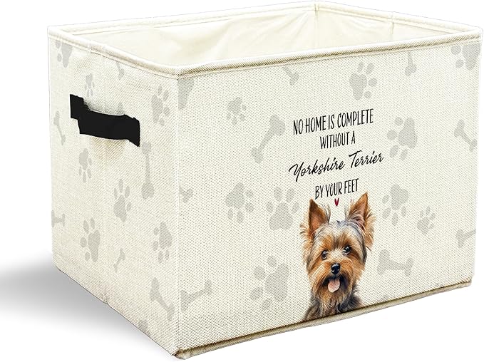 Funny Yorkshire Terrier Dog Toy Basket, Dog Home Decor, Yorkie Lovers Gifts Collapsible Pet Dogs Toy Storage Bin Box Basket Organizer, Pet Supplies for Dogs