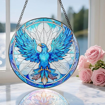 Stained Glass Window Hanging, Stained Glass Suncatcher, Phoenix Sun Catcher, Window Decor, Phoenix Gift, Gifts for Mothers Day, Christmas or Birthday Gift, Gifts for Lover Couple Colleague Friends