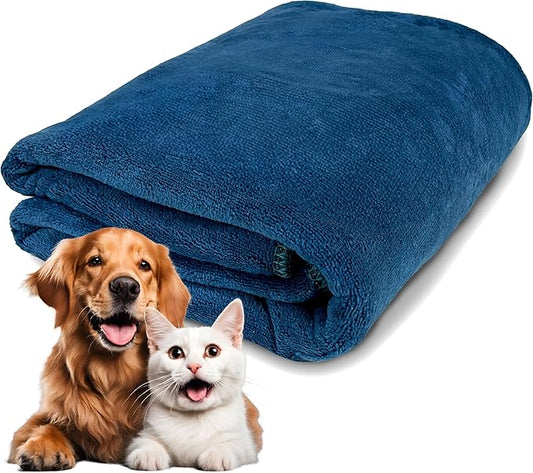 Extra Large Dog Towel Soft Absorbent Bath Pet Towels for Drying Dogs, Elastic Terry Microfiber Soft Towel, Machine Washable, Quick Dry, Multipurpose (L, XL, 2XL) (Blue, 2XL)