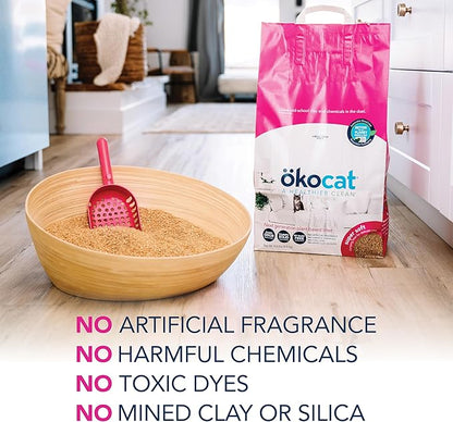 ökocat Super Soft Wood Clumping Cat Litter, Unscented,14 pounds - Natural Ingredients, Stops Odor, Clumps Solid, 99% Dust Free, Great for All Cats, Sensitive Paws, Kittens