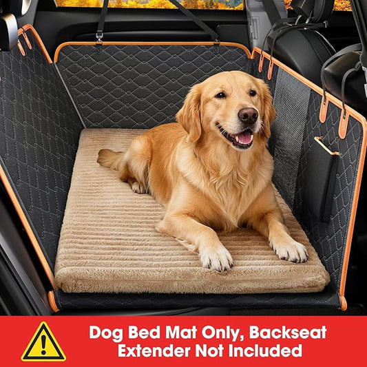FURTIME Backseat Pet Bed Mat, Non-Slip Dog Bed for Car Back Seat, Washable Travel Pet Mat with Removable Cover, Dog Seat Covers Protector Fit for Backseat Extenders and Trucks SUVs, 54"x 24.8", Brown