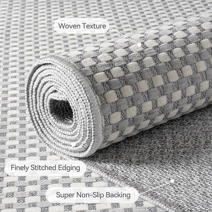 2x3 ft Indoor Door Mat Entryway Rug Non Slip Woven Washable Area Rugs Kitchen Mats for Floor, Front Entry Rug Entrance Doormat for Hall Porch Bathroom Kitchen Bedroom, Easy Clean, Gray 24"x36"