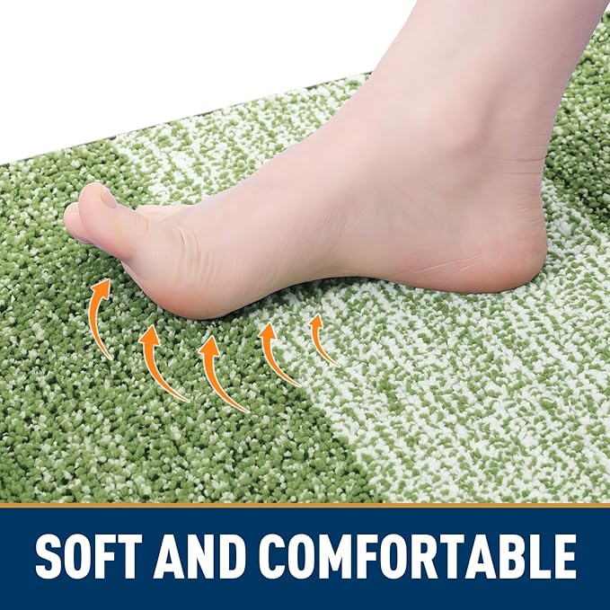 Smiry Dog Door Mat for Muddy Paws, Absorbs Moisture and Dirt, Low-Profile Entryway Mat with Non-Slip Backing, Entry Indoor Outdoor Doormat for Inside Floor (47x20 Inches, Green, Striped)