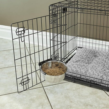 MidWest Homes for Pets Snap'y Fit Stainless Steel Food or Water Bowl, Holds 10 Ounces, Mounts to Wire Crates, No-Tip Design, Rust-Resistant, for Small Dogs and Cats