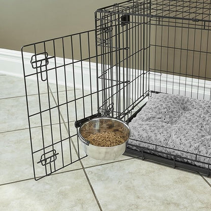 MidWest Homes for Pets Snap'y Fit Stainless Steel Food or Water Bowl, Holds 20 Ounces, Mounts to Wire Crates, No-Tip Design, Rust-Resistant, for Small Dogs and Cats