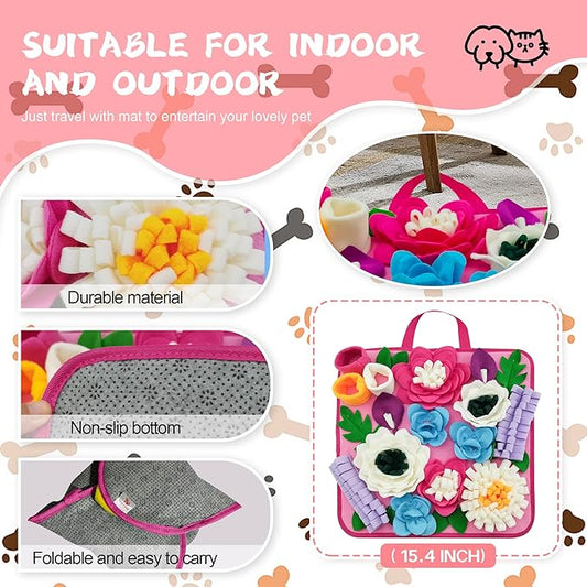 Snuffle Mat for Dogs Sniffing Feeding Mat for Small and Medium Breed Dogs and Cats Non-Slip/Portable/Durable Interactive Puzzle Pet Puppies Toys Encourages Natural Foraging Skills