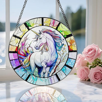 Stained Glass Window Hanging, Stained Glass Suncatcher, Unicorn Sun Catcher, Window Decor, Unicorn Gift, Gifts for Mothers Day, Christmas or Birthday Gift, Gifts for Her Mom Grandmother Daughter