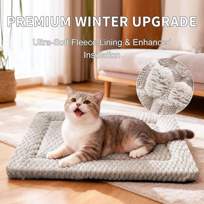Dog Bed Mat,Reversible & Ultra Soft Kennel Pad-Machine Washable Pet Bed for Dogs & Cats-All-Weather Crate Liner for Crates,Carriers & Travel (Light Gray, 18" L x 14" W x 1.5" Th)