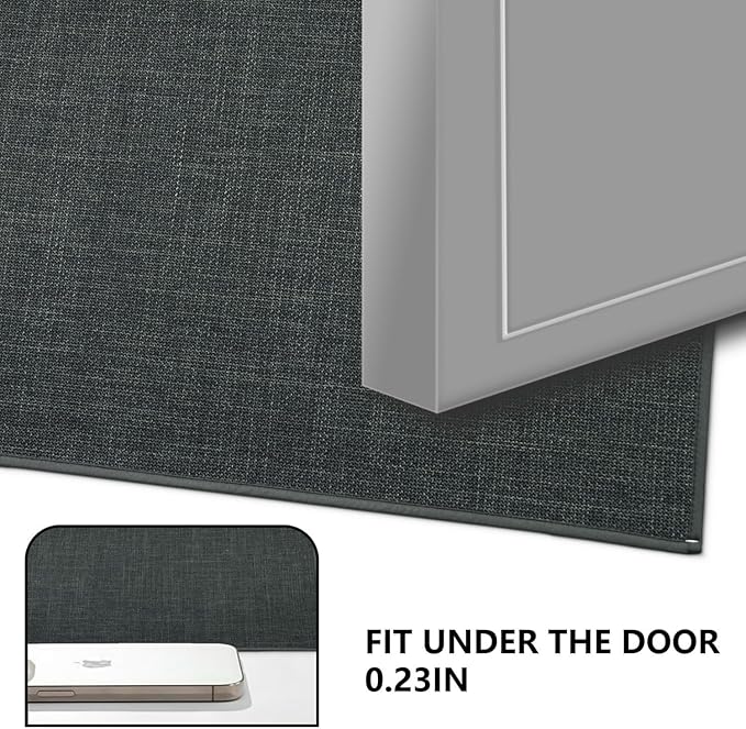 Ultra Thin Indoor Door Mat, Low-Profile Door Mats Indoor Entrance, Non-Slip Natural Rubber Backing Doormat, Washable Entryway Doormats, Fade Resistant Dirt Trapper for Kitchen, 35''x24'',Grey