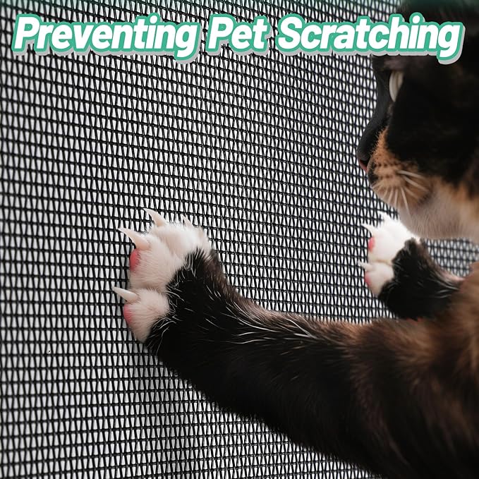 Pet Proof Door Window Screen Replacement - 39'' x 8.3' Thickened and Durable Vinyl Coated Polyester Pet Resistant Mesh, Cat Dog Protector Screen for Sliding Door Patio Porch