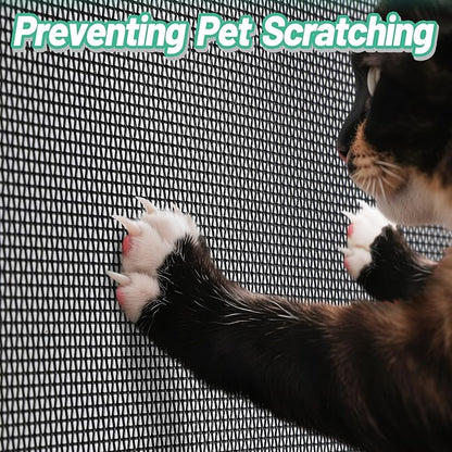 Pet Proof Door Window Screen Replacement - 48'' x 8.3' Thickened and Durable Vinyl Coated Polyester Pet Resistant Mesh, Cat Dog Protector Screen for Sliding Door Patio Porch