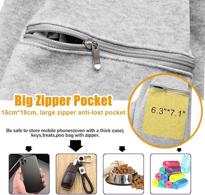 Tomkas Small Dog Sling Carrier - Zipper Pocket & Classic Strap - for 3-10 lbs Pets(Grey)