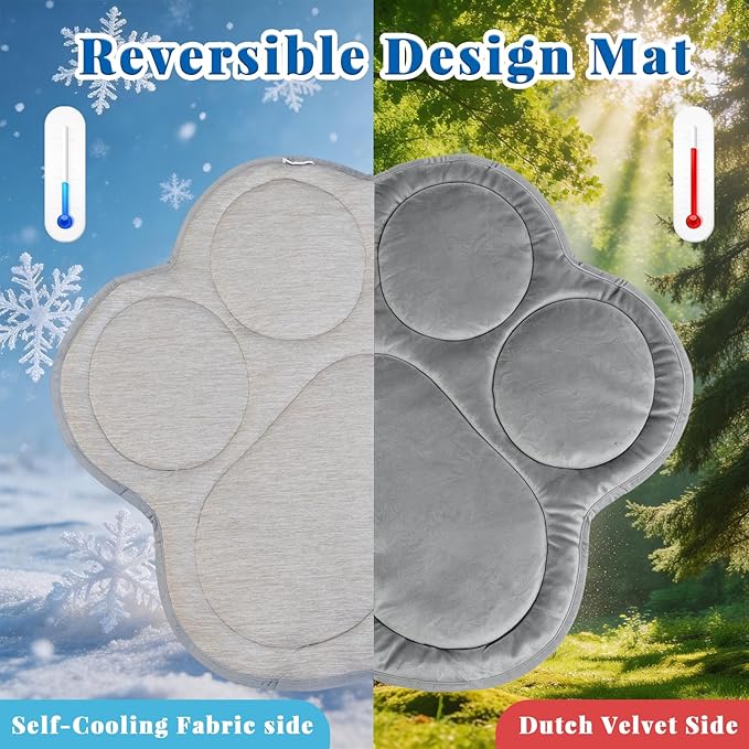 Dog Cooling Mat Self Coolings Foldable Cooling Pad for Dog in Summer Coolings Mat for Dogs and Cats Machine Washable (Dog Paw, Medium-26 L x 23" W)