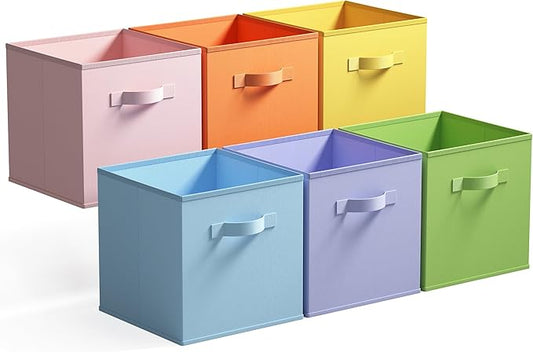 GRANNY SAYS 11x11 storage cubes for shelves, Rainbow-colored Storage Boxes for Cube Storage, 11-inch Cube Storage Bins for Organizing Clothes, Toys, and Books, Set of 6
