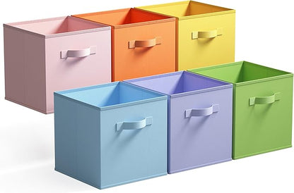 GRANNY SAYS 13 Inch Cube Storage Bins, Colorful Cube Storage Organizer, Fabric Storage Bins, Storage Cubes for Shelves, Closet, Toy Storage Bins for Kids Room, Play Room, Colour, 6-Pack