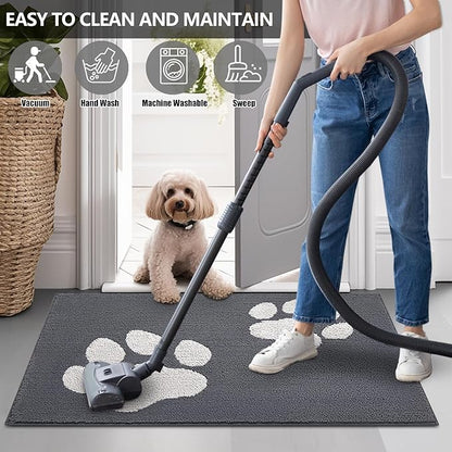 FONEYI Indoor Door Mat, 24"x36" Dog Mats for Muddy Paws, Rubber Backing Non Slip Super Absorbent Washable Entryway Rug, Low-Profile Front Back Door Mats, Inside Floor Doormats for Entryway, Dark Grey