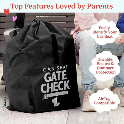 J.L. Childress Gate Check Travel Bag for Car Seats - Car Seat Travel Bag for Airplane, Fits All Baby & Infant Carriers, Airport Accessories for Gate Check, Flying Essentials, AirTag Compatible - Black