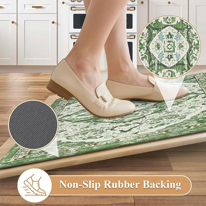 Ileading Anti Fatigue Kitchen Rugs Sets of 2 Cushioned Kitchen Mats for Floor Waterproof Kitchen Mat Set Non Slip Comfort Standing Mat for Kitchen, Office, Sink, Laundry