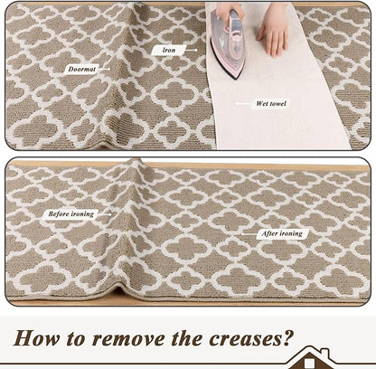 U'Artlines Runner Rug for Hallway 2×6feet Non Slip Kitchen Floor Carpet Runners Beige Geometric Pattern Machine Washable Area Rug for Entryway Bathroom