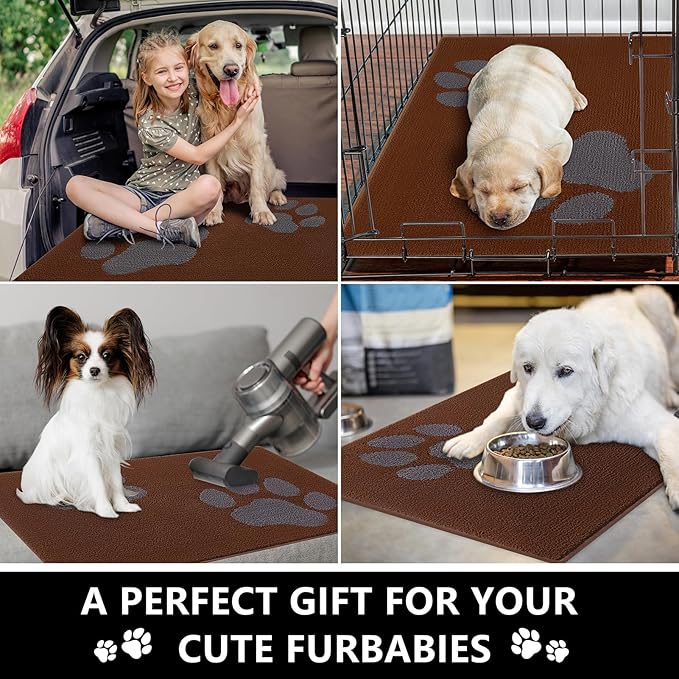 FONEYI Indoor Door Mat, 32"x40" Dog Mats for Muddy Paws, Rubber Backing Non Slip Super Absorbent Washable Entryway Rug, Low-Profile Front Back Door Mats, Inside Floor Doormats for Entryway, Brown