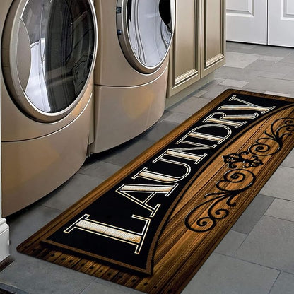 Pauwer Laundry Room Rug Runner 20"x60" Waterproof Rubber Laundry Mat Non Slip Kitchen Mats for Floor Washable Floor Mat Runner Rug for Farmhouse Mudroom Washroom Bathroom Decor