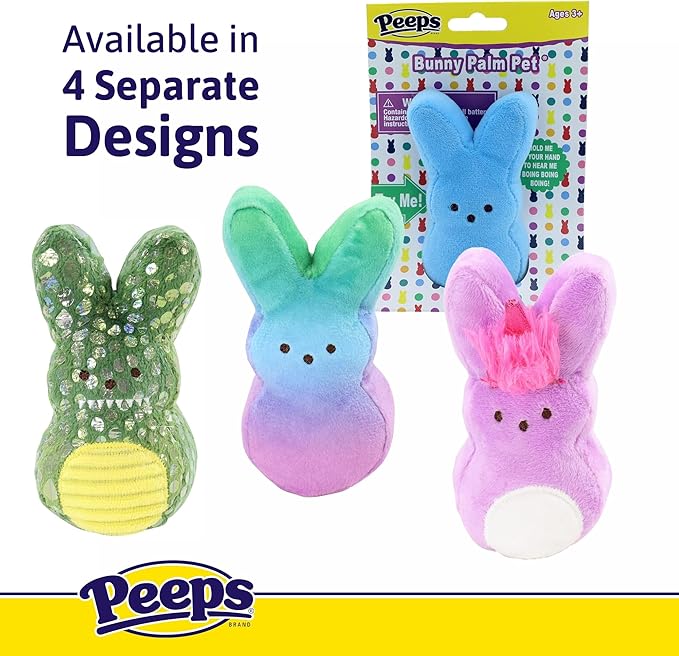 Animal Adventure | 4" Blue Green Ombre Palm Pet Bunny Peeps Plush | Easter Basket Stuffed Animals for Kids | Marshmallow Candy | Huggable Soft Plushie Stuffers Buddy Toy | Collectable Gifts | Aged 3+