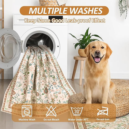 Washable Pee Pads for Dogs, 2 Pack Super Absorbent Reusable Puppy Pads with Colorful Flowers Patterns for Potty Training, Floor, Couch, Bed, and Crate,24"x 36"