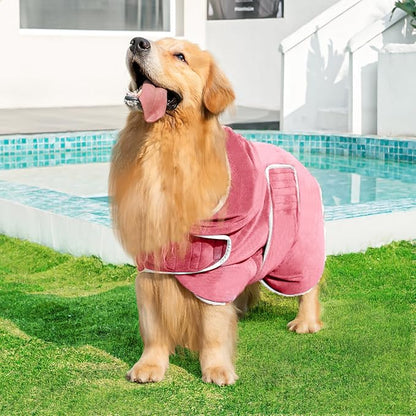Avont Dog Bathrobe - Super Absorbent Pet Drying Towel Bath Robes After Bath Shower Swim Wet Walk for Puppies -Pink(3XL)
