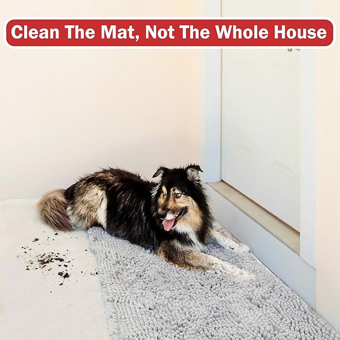 DogBuddy Dog Door Mat for Muddy Paws, Absorbent Microfiber Pet Rug, Waterproof Non-Slip Doormat, Washable Rugs for Dogs, Entryway Indoor Outdoor Mat, Dog Supplies (XL, Mist)