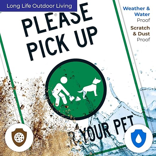 Clean Up After Your Dog Sign, Please Pick Up After Your Pet Sign, 18x24 Inches, 55 mil Thick HDPS (high Density polystyrene), Made in USA