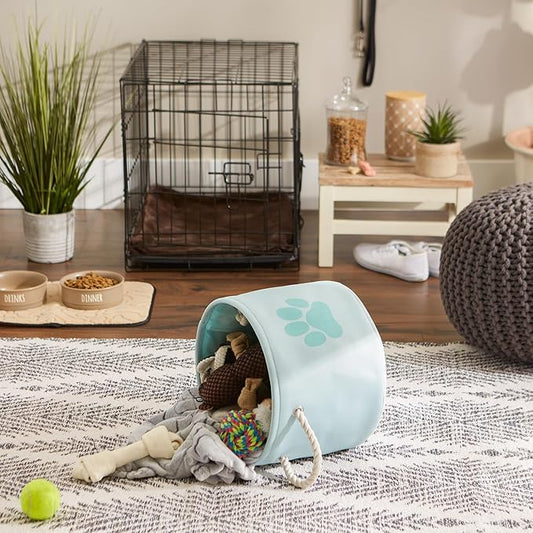 Bone Dry Pet Storage Collection Collapsible Bin, Small Round, Aqua