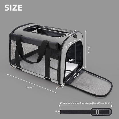 TWDEPART Cat Carrier Backpack - Multifunctional, Firm & Foldable with Roll-Up Shade, Breathable Design Includes Collapsible Bowl & Cushion (Grey)