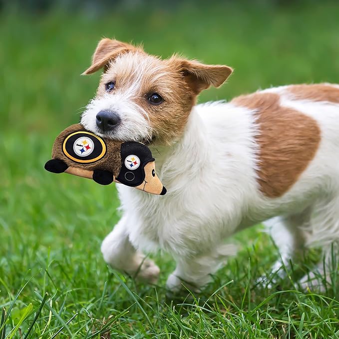 NFL Pittsburgh Steelers Plush Hedgehog Toy for Dogs & Cats, Cool Soft Pet Toy for Fun and Interactive Play, Dog Chew Toy with Squeaker, Licensed Hot Pet Toy