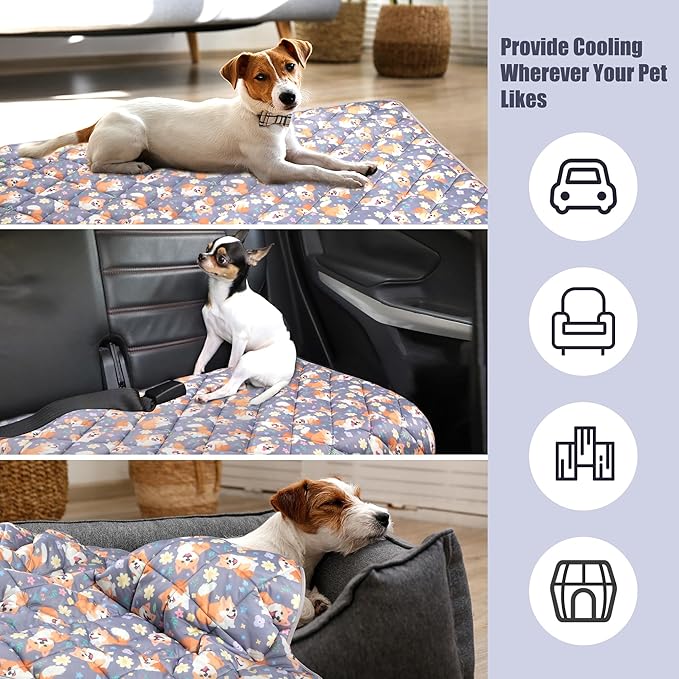 Leekalos Dog Cooling Mat - Summer Pet Cooling Pad for Cats & Dogs, Portable & Home Use