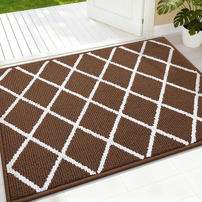 Finchitty Indoor Door Mat, Dirt Resistant and Absorbent, Low-Profile, Non-Slip, Washable Inside Floor Mats for Front Door, Back, and Entrance, 36" x 24", Coffee