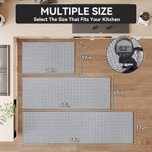 Kitchen Rugs Mat Non Slip Washable, Super Absorbent Kitchen Mats for Floor, Rubber Backing Soft Braided Standing Floor Mats Sink Mat Runner Rug, Easy to Clean and Maintain, Gray 17"x30"
