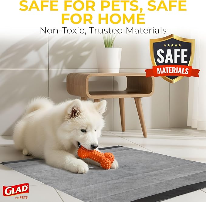 Glad for Pets Black Charcoal Puppy Pads, 23"x23" Disposable Training Pads That Absorb Urine & Neutralize Odor with Activated Carbon - 100 Count