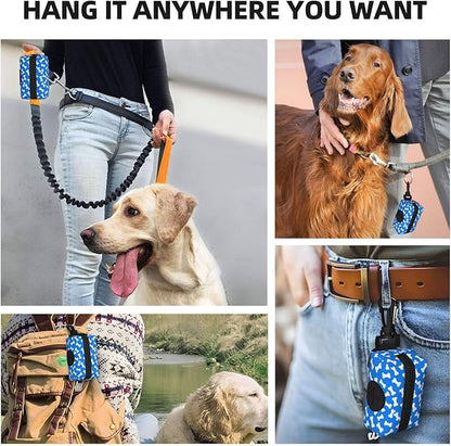 Dog Poop Bag Holder for Leashes - Lightweight Pet Waste Bags Dispenser Doggy Zippered Pouch for Puppy Walking Accessories(Dog Bones)