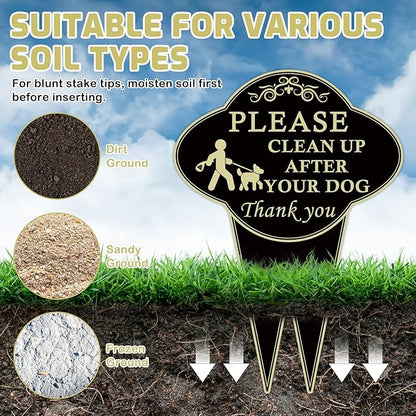 Please Clean Up After Your Dog Sign, 10”x14” Double-Sided No Dog Poop Signs Heavy Duty Aluminum for Lawn Easy Install, Pick Up After Your Dog Sign with Integrated Stake for Yard, Outdoor Use