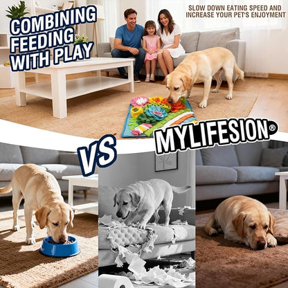 Snuffle Mat for Dogs, 15.4''*15.4'' for Small & Medium, Fleece Mentally Stimulating Toys for Dogs Cats Rabbits, Helps Control Eating Speed and Train Scent Detection (Heavyweight Style)